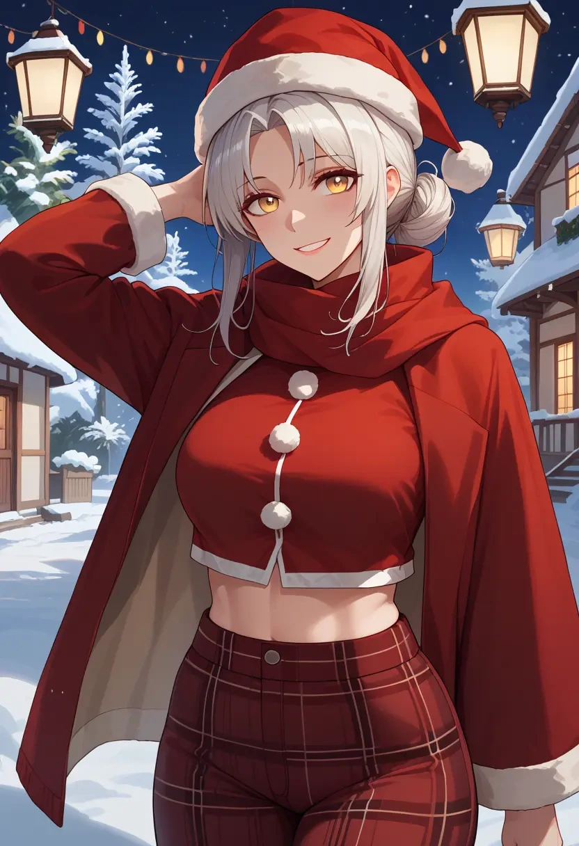 arknights,platinum_(arknights),Christmas,plaid trousers  - 