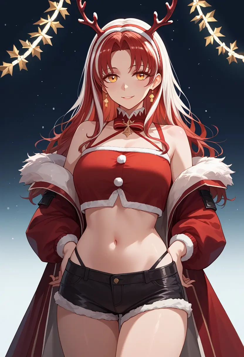 arknights,platinum_(arknights),Christmas,red velvet shorts  - 