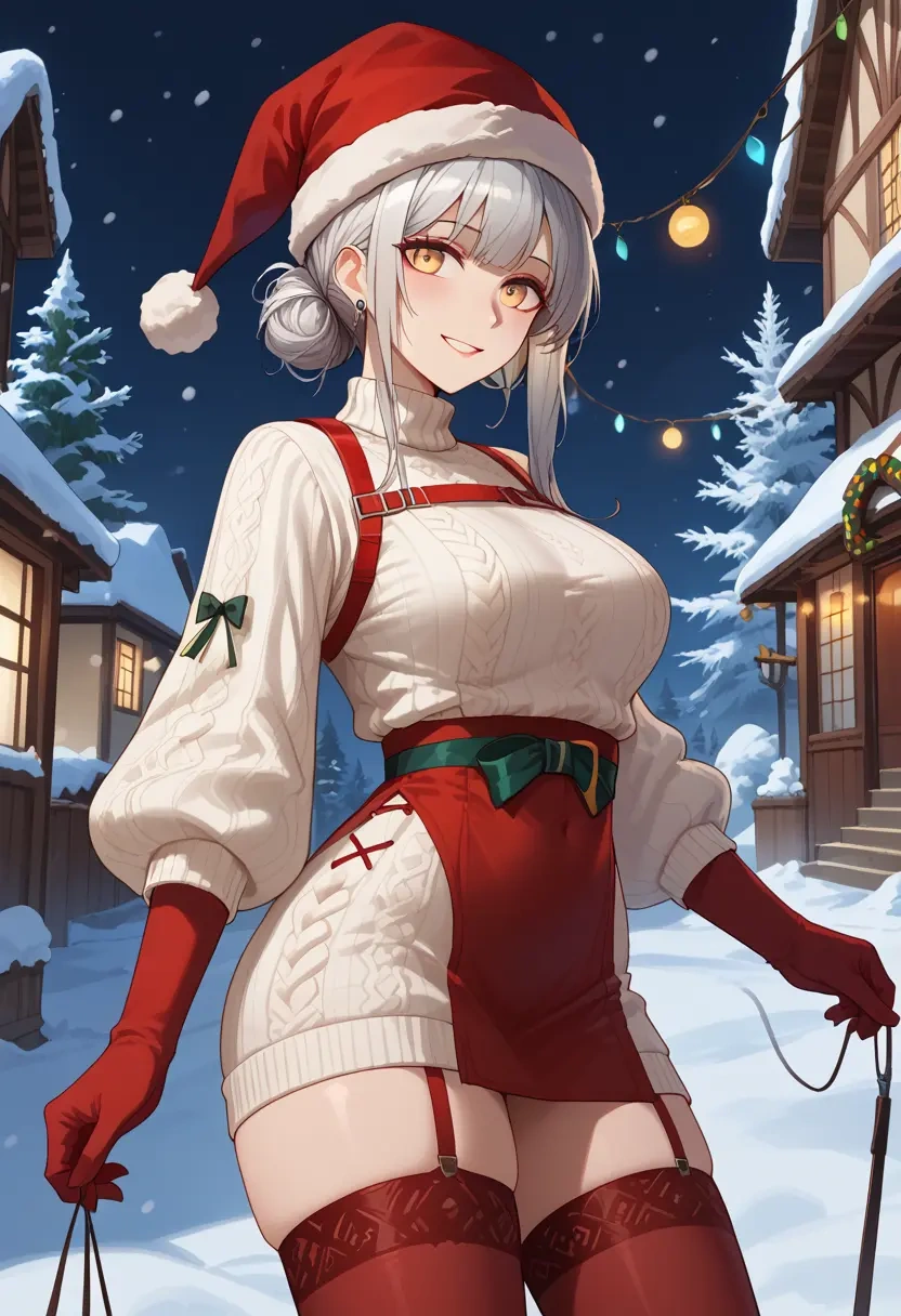 arknights,platinum_(arknights),Christmas,sweater dress,stockings  - 