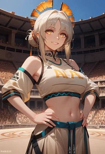 arknights,platinum_(arknights),crop top,athletic shorts  - AI generated anime art