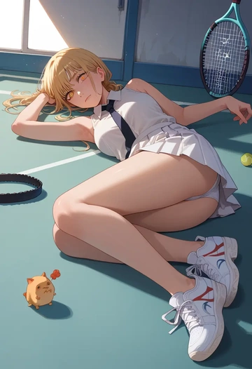 chainsaw_man,pochita_(chainsaw_man),tennis skirt  - AI generated anime art