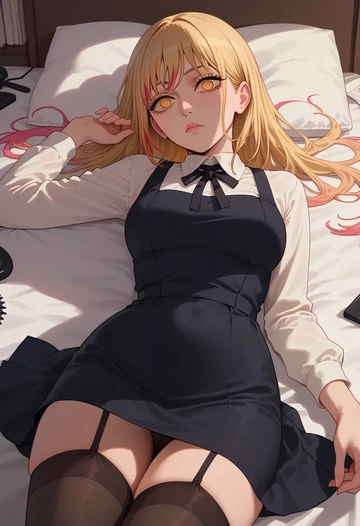 chainsaw_man,pochita_(chainsaw_man),secretary, stockings  - AI generated anime art