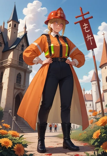 chainsaw_man,pochita_(chainsaw_man),firefighter  - AI generated anime art