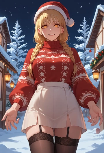 chainsaw_man,pochita_(chainsaw_man),sweater,stockings,Thigh garters  - AI generated anime art