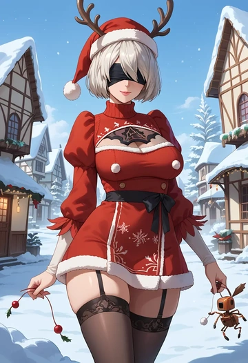 nier_(series),pod_(nier_automata),sweater,stockings,Thigh garters  - AI generated anime art