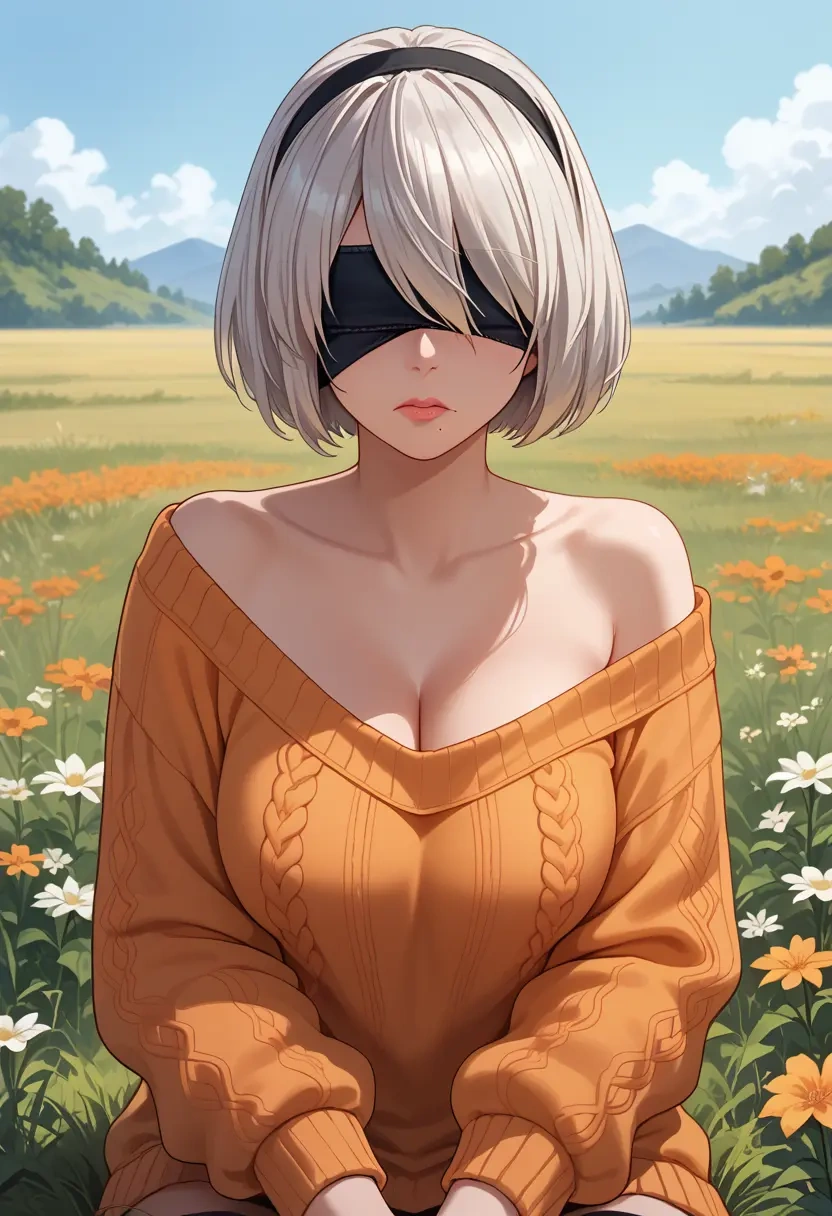 nier_(series),pod_(nier_automata),orange,sweater  - 