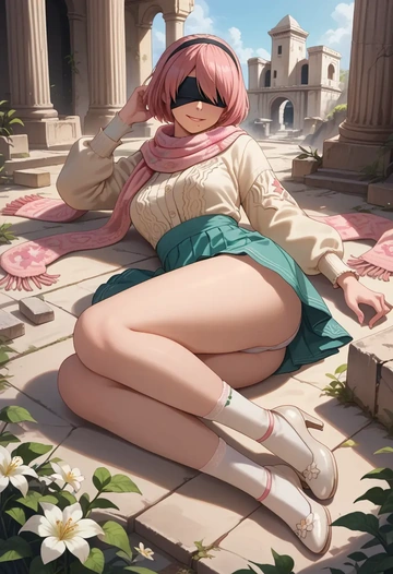 nier_(series),pod_(nier_automata),spring,student uniform,light cardigan  - AI generated anime art