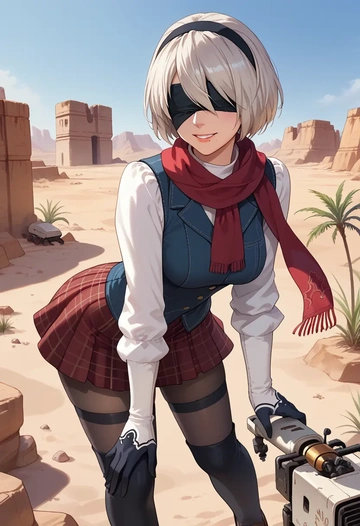 nier_(series),pod_(nier_automata),winter,student uniform,vest  - AI generated anime art