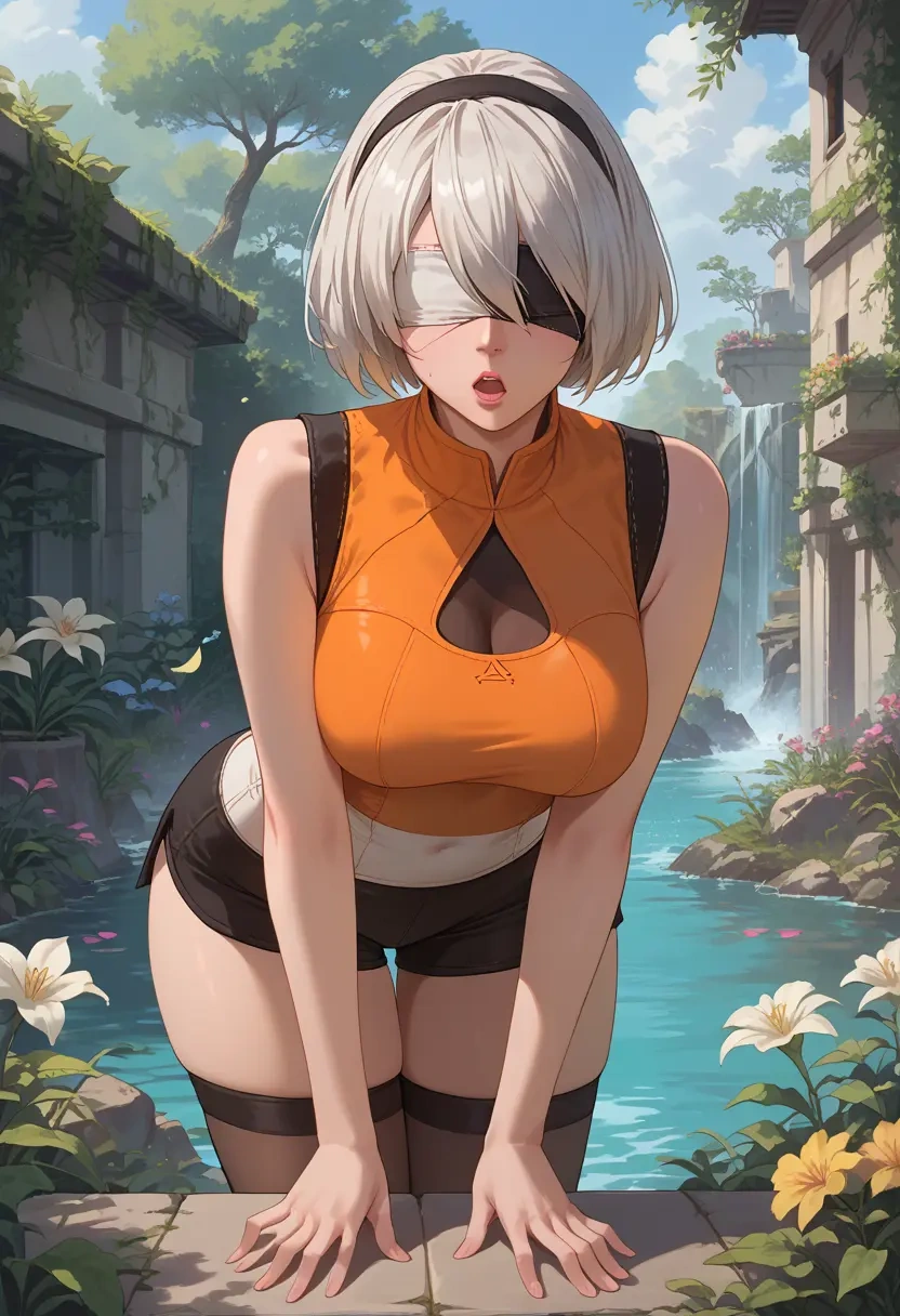 nier_(series),pod_(nier_automata),sports vest,capri leggings  - 