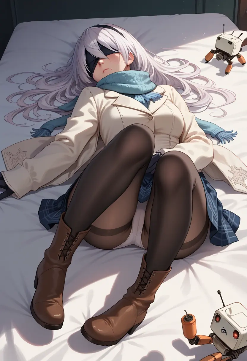 nier_(series),pod_(nier_automata),winter,student uniform,down jacket  - 