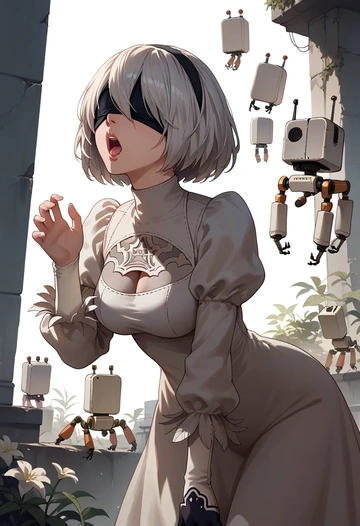 nier_(series),pod_(nier_automata),haunted doll dress,lace gloves,ribbon choker  - AI generated anime art