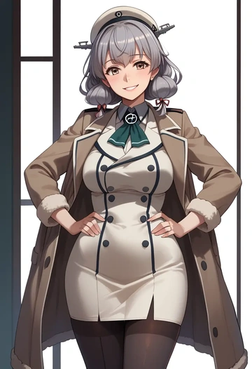 kantai_collection,pola_(kancolle),coat,long,double-breasted,pencil skirt  - AI generated anime art