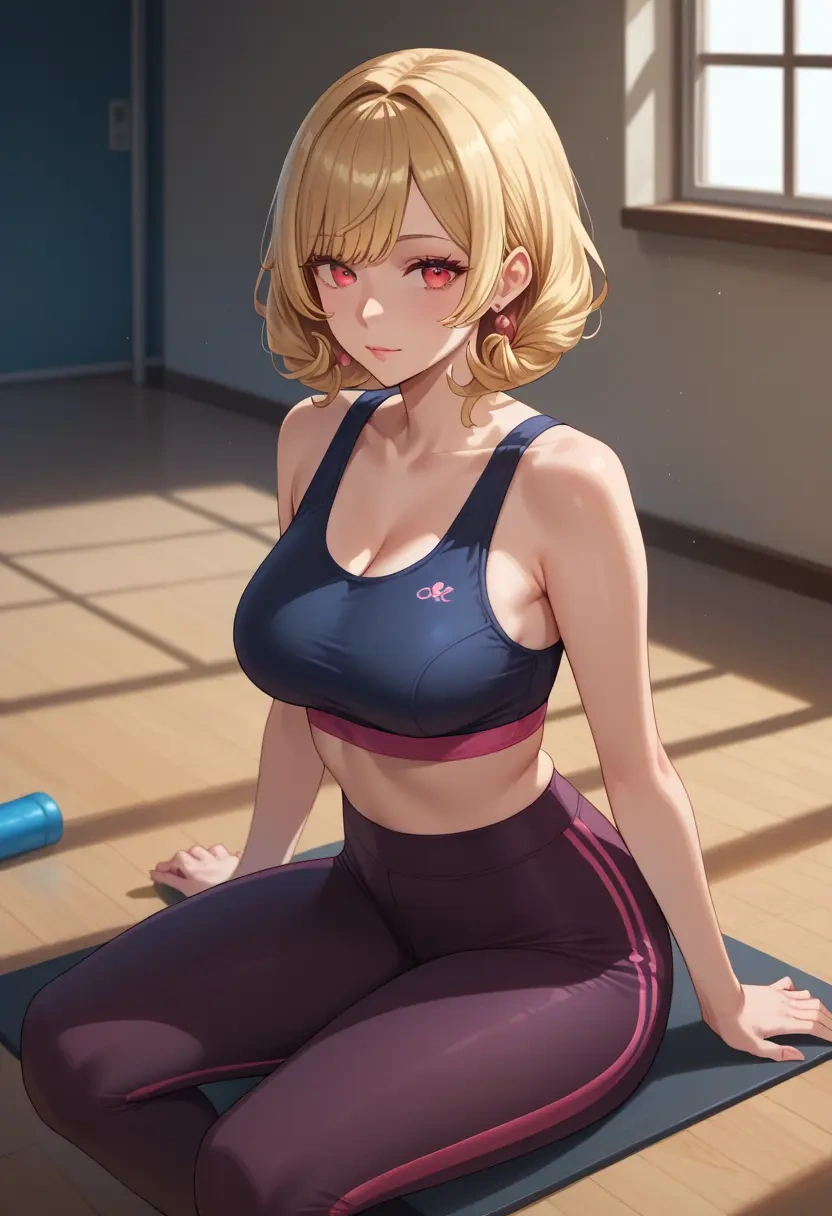 nijisanji,pomu_rainpuff,yoga shorts, bra  - 