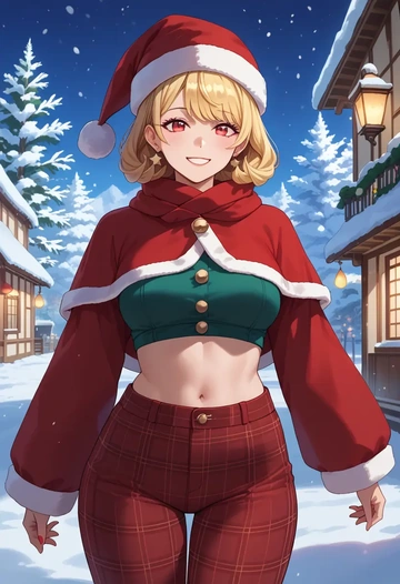 nijisanji,pomu_rainpuff,Christmas,plaid trousers  - AI generated anime art