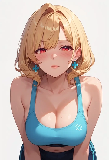 nijisanji,pomu_rainpuff,sports bra,high-waisted leggings  - AI generated anime art