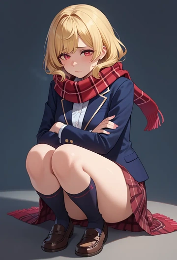 nijisanji,pomu_rainpuff,winter,student uniform,plaid skirt  - AI generated anime art