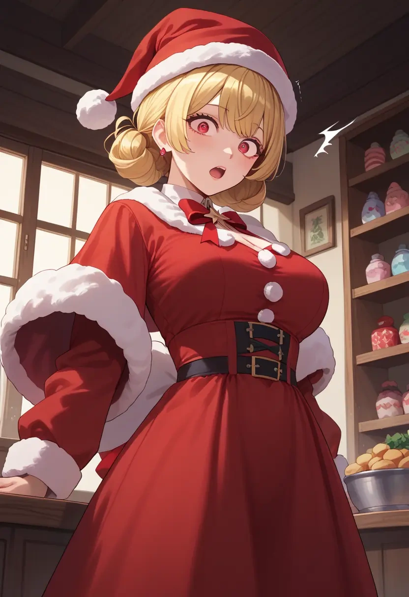 nijisanji,pomu_rainpuff,Christmas,red velvet dress  - 