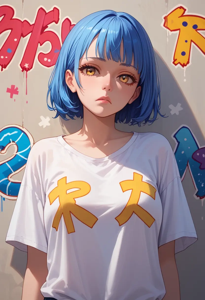 poptepipic,popuko,oversized graffiti shirt,dolphin shorts  - 