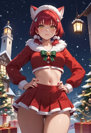 poptepipic,popuko,Christmas,skirt  - AI generated anime art