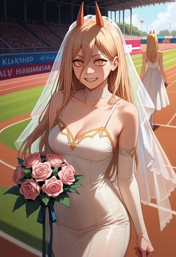 chainsaw_man,power_(chainsaw_man),wedding  - AI generated anime art