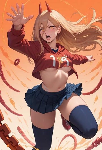 chainsaw_man,power_(chainsaw_man),mini skirt,stockings  - AI generated anime art