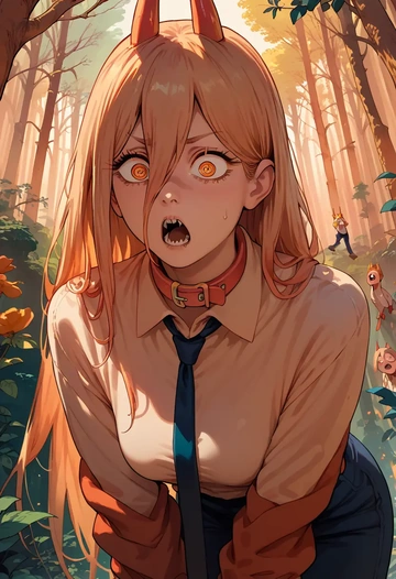 chainsaw_man,power_(chainsaw_man),polo shirt,tennis skirt  - AI generated anime art