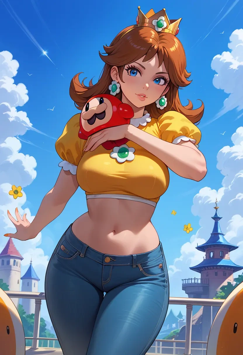 mario_(series),princess_daisy,crop top  - 