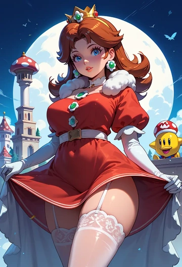 mario_(series),princess_daisy,Christmas,sexy, stockings,  - AI generated anime art