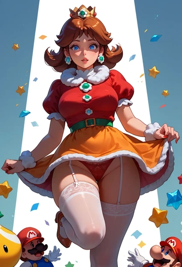 mario_(series),princess_daisy,Christmas,sexy, stockings,  - AI generated anime art