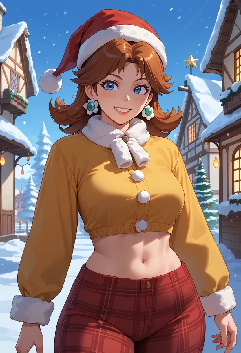 mario_(series),princess_daisy,Christmas,plaid trousers  - 