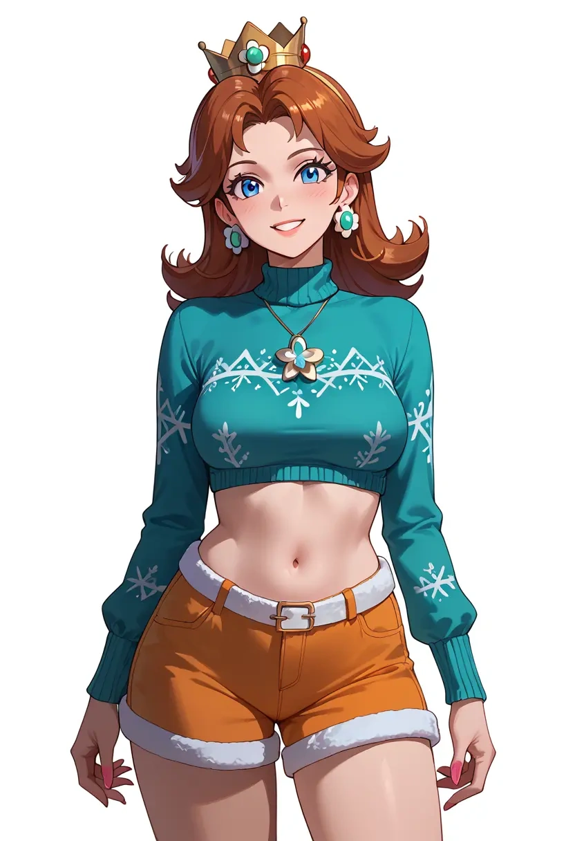 mario_(series),princess_daisy,Christmas,red velvet shorts  - 