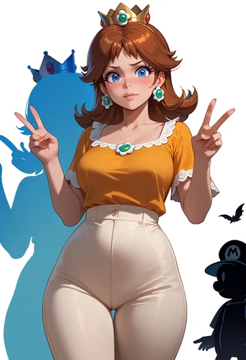 mario_(series),princess_daisy,pants,wide-leg,strappy top  - AI generated anime art