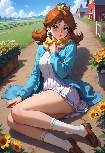 mario_(series),princess_daisy,spring,student uniform,cardigan  - AI generated anime art