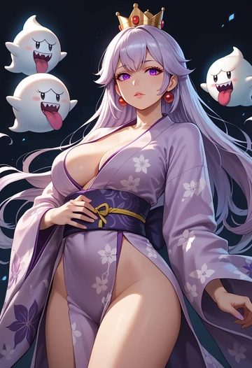 mario_(series),princess_king_boo,kimono,sexy  - AI generated anime art