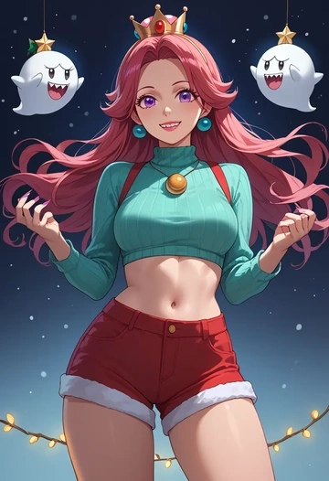 mario_(series),princess_king_boo,Christmas,red velvet shorts  - AI generated anime art