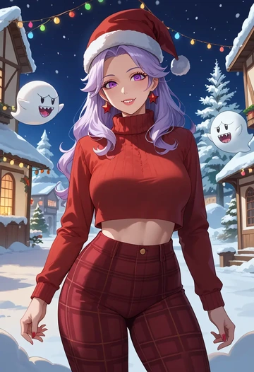 mario_(series),princess_king_boo,Christmas,plaid trousers  - AI generated anime art