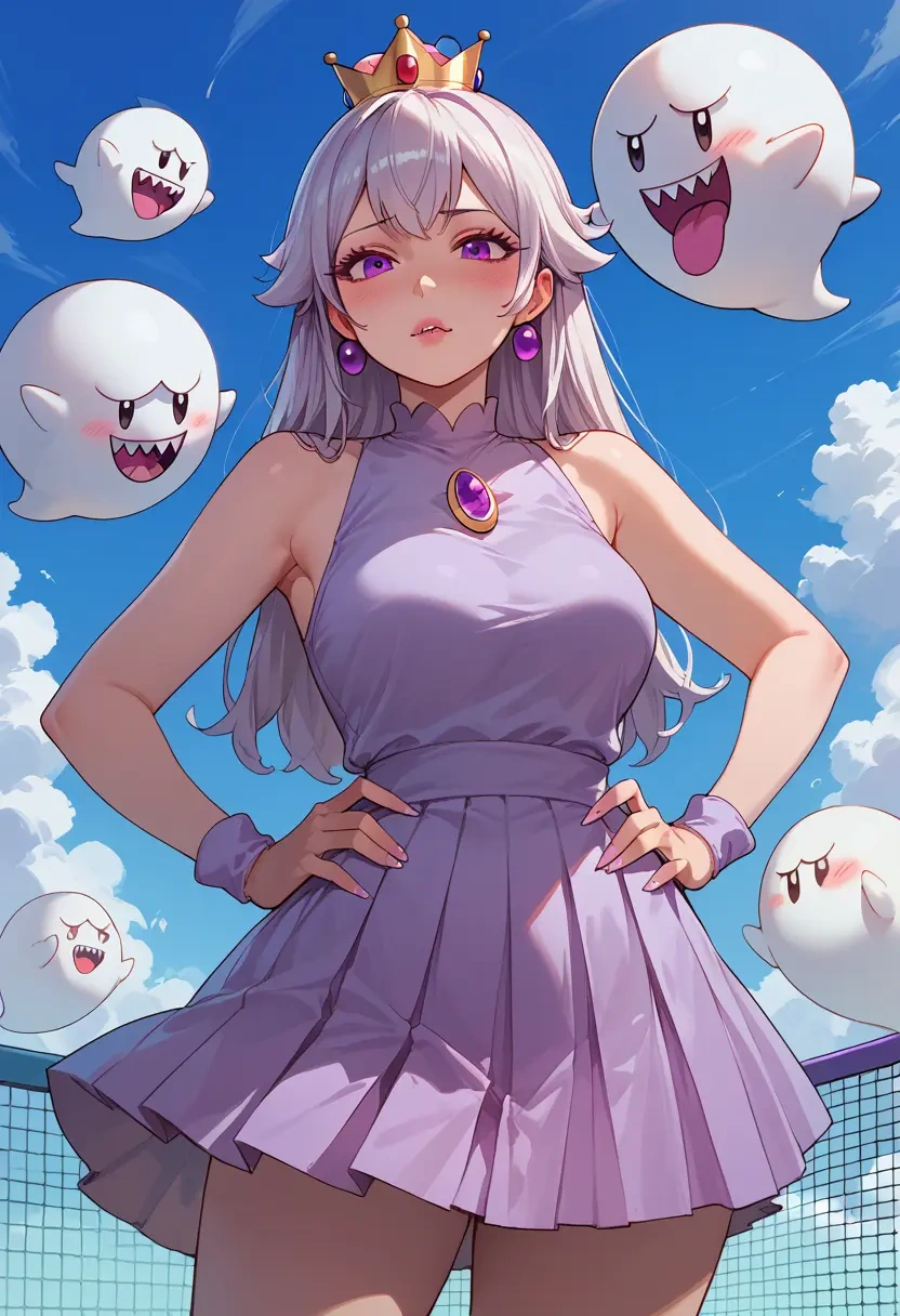 mario_(series),princess_king_boo,tennis dress,visor,trainers  - 