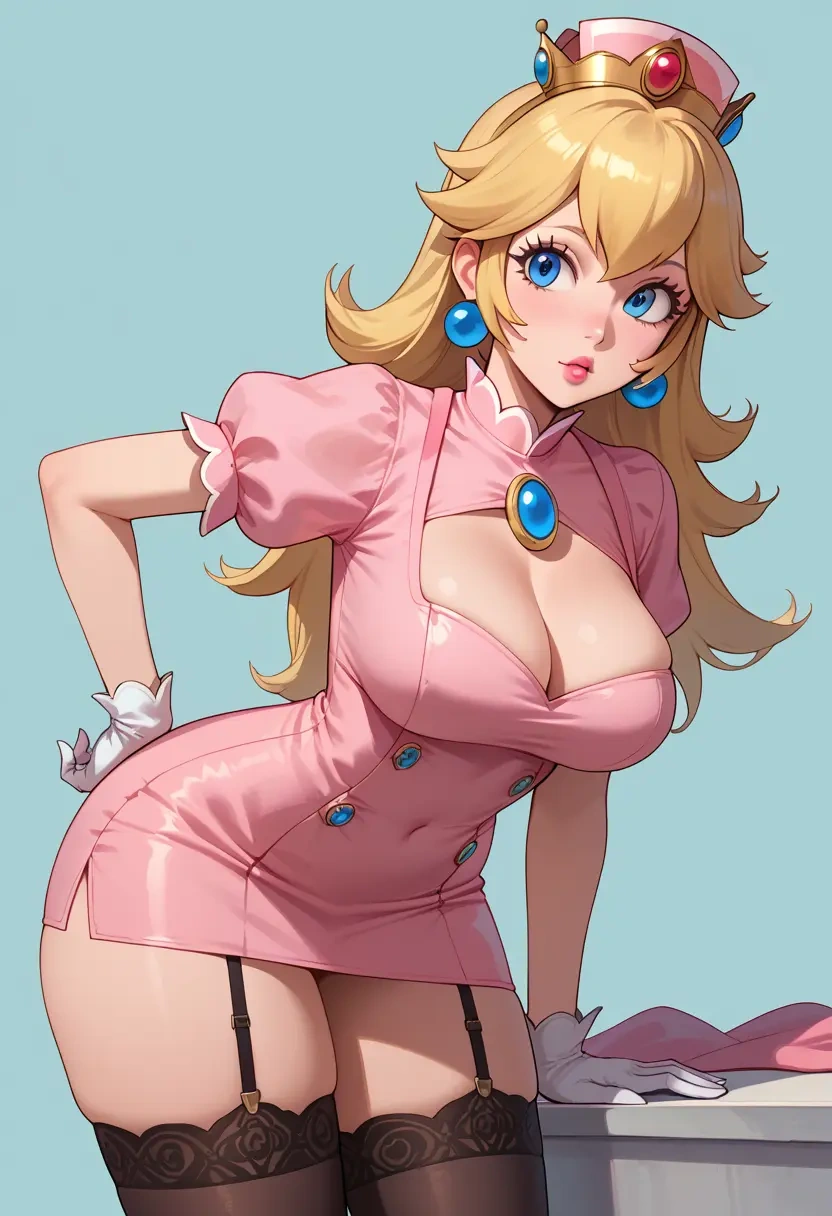 mario_(series),princess_peach,nurse pantyhose,mini skirt, sexy  - 