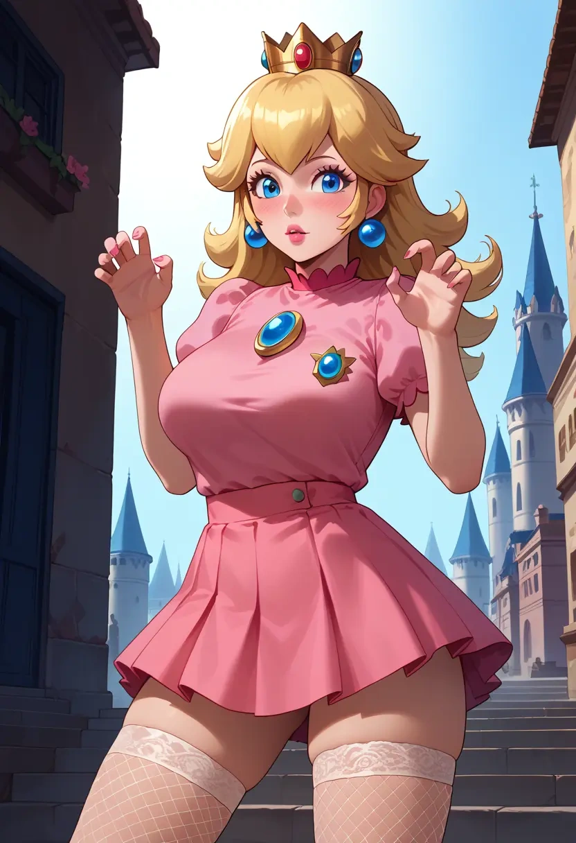 mario_(series),princess_peach,mini skirt, stockings  - 