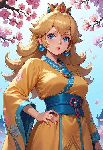 mario_(series),princess_peach,kimono  - AI generated anime art