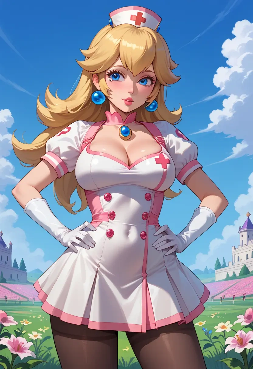 mario_(series),princess_peach,nurse, pantyhose,mini skirt  - 