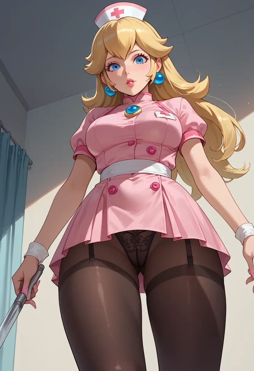 mario_(series),princess_peach,nurse pantyhose,mini skirt, sexy  - 