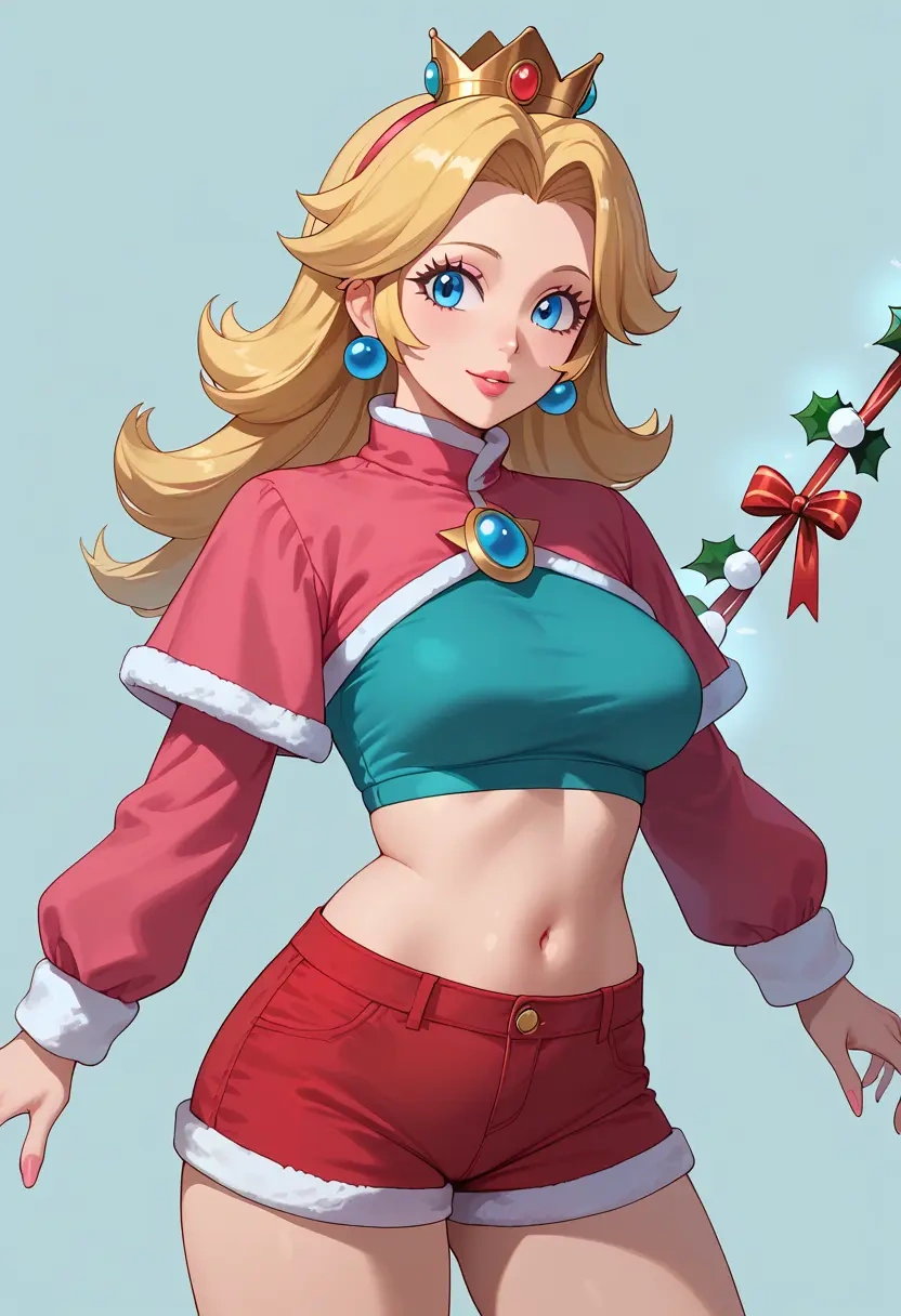 mario_(series),princess_peach,Christmas,red velvet shorts  - 