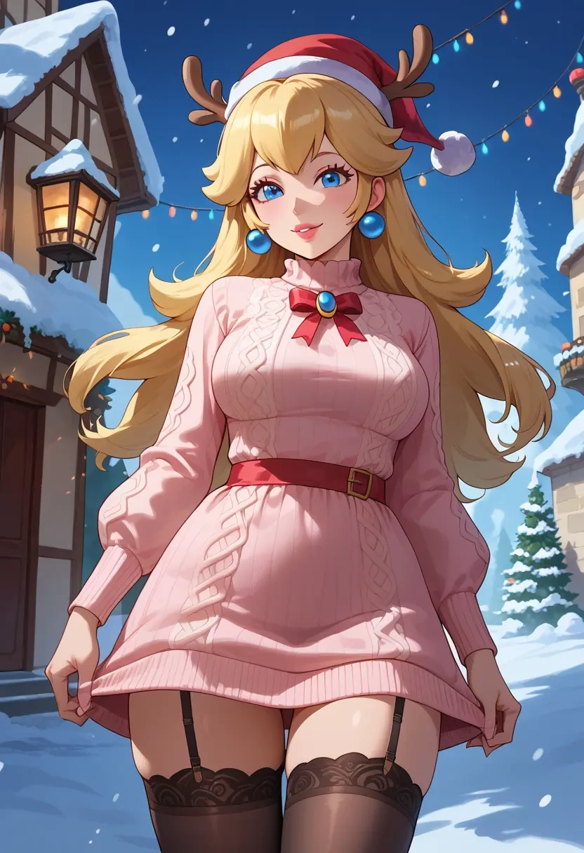 mario_(series),princess_peach,sweater,stockings,Thigh garters  - 