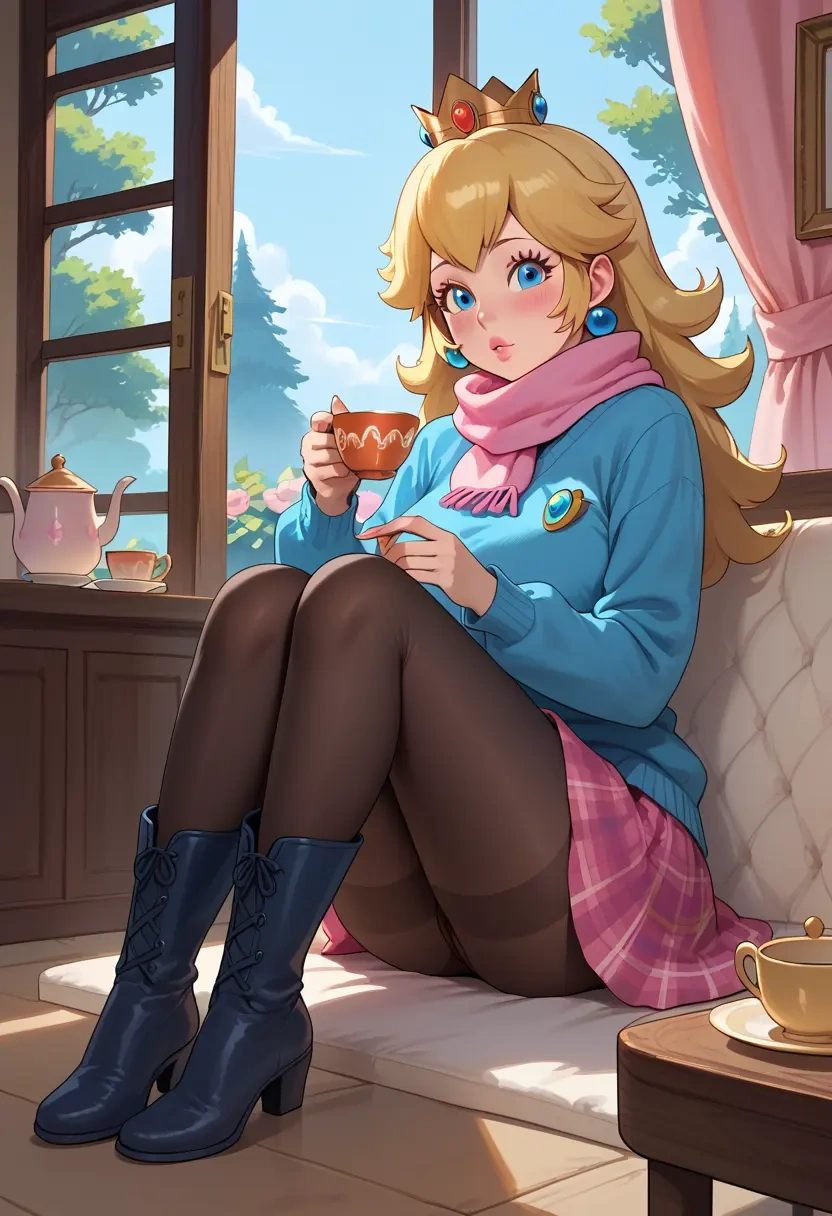 mario_(series),princess_peach,winter,student uniform,down jacket  - 