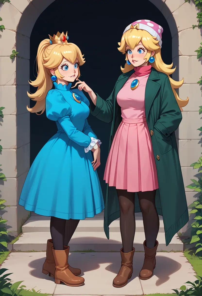 mario_(series),princess_peach,winter,student uniform,duffle coat  - 