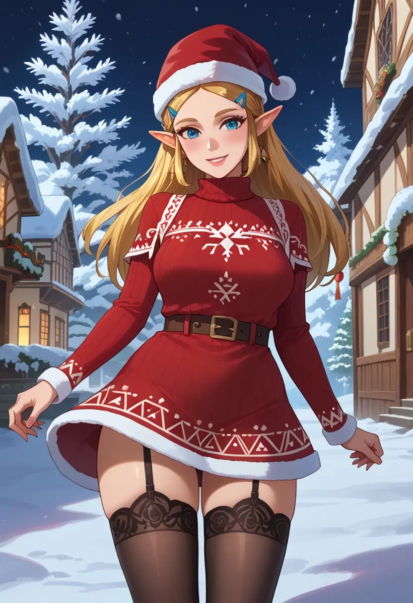 the_legend_of_zelda,princess_zelda,sweater,stockings,Thigh garters  - 