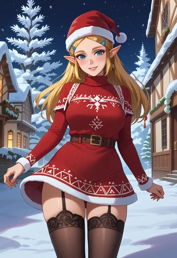 the_legend_of_zelda,princess_zelda,sweater,stockings,Thigh garters  - AI generated anime art