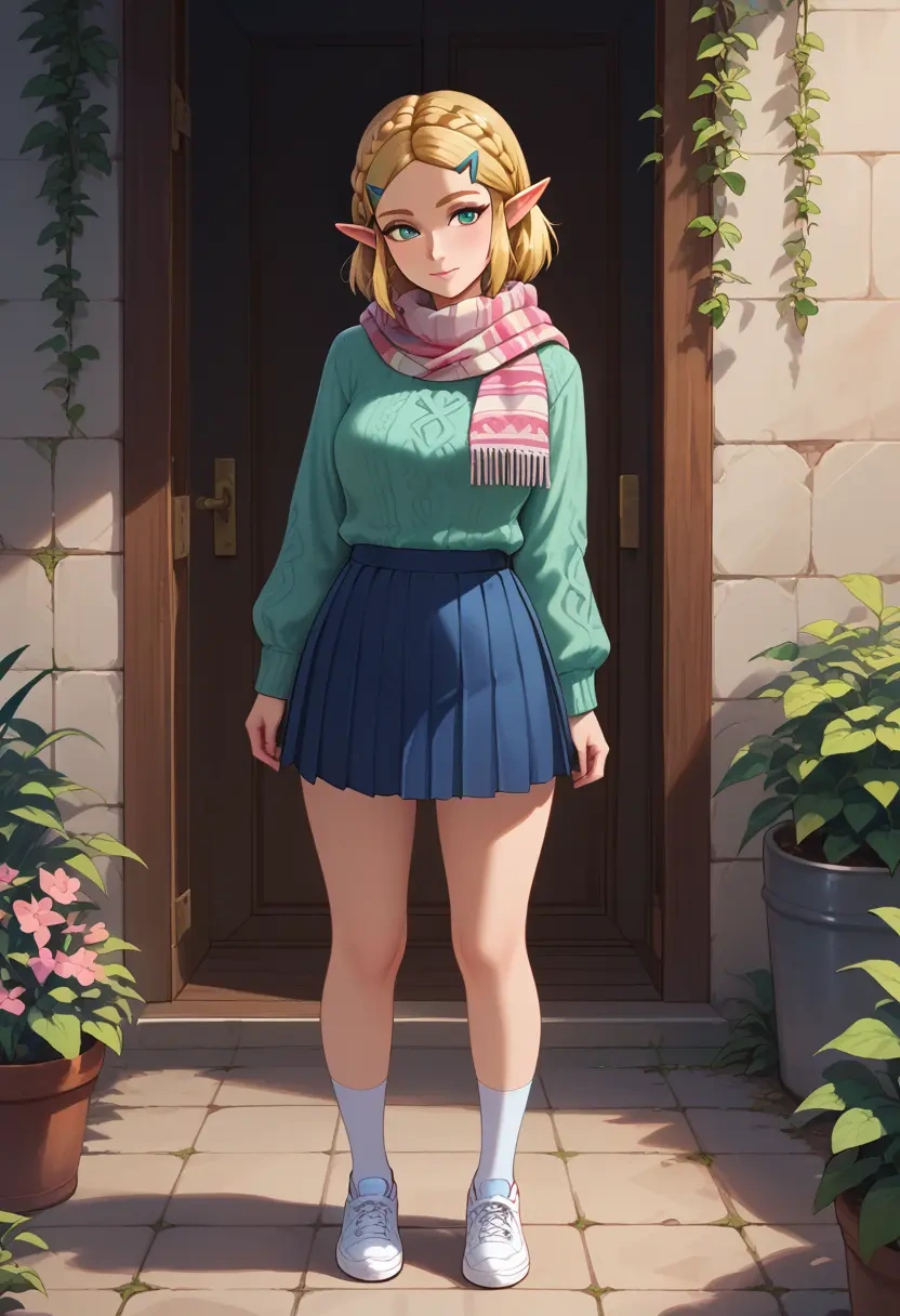 the_legend_of_zelda,princess_zelda,spring,student uniform,knit sweater  - 