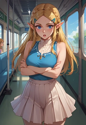 the_legend_of_zelda,princess_zelda,tennis dress,visor,trainers  - AI generated anime art